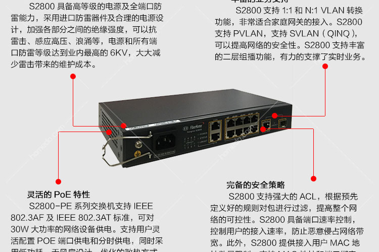 烽火(fiberhome)电信级二层百兆接入交换机s2800-9t-c-ac