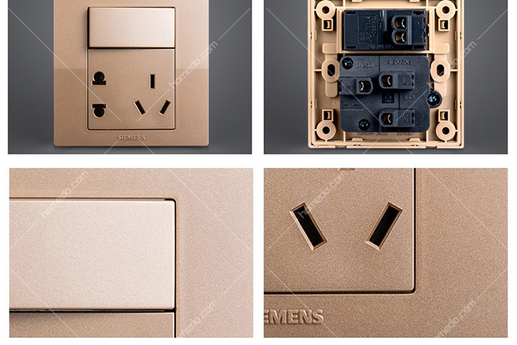 SIEMENS西门子悦动lavie系列10A五孔插座带开香槟金 商品细节
