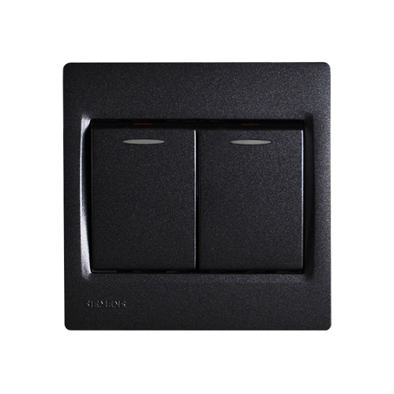 西门子(SIEMENS)灵动Vega系列二位单控带荧光<em style='color:red'>开关</em><em style='color:red'>金属</em>黑图片
