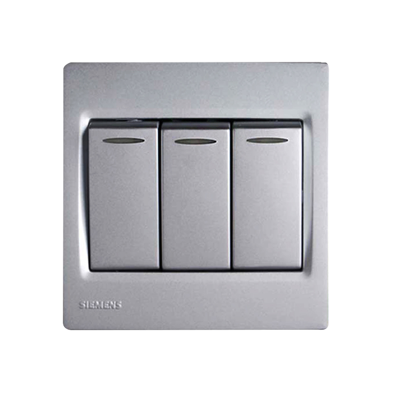 西门子(SIEMENS)灵动Vega系列<em style='color:red'>三位</em><em style='color:red'>单控带荧光开关</em>金属<em style='color:red'>银</em>图片