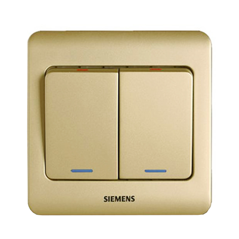 西门子(SIEMENS)远景Vista系列<em style='color:red'>二位</em><em style='color:red'>单控带荧光开关</em>金棕色图片