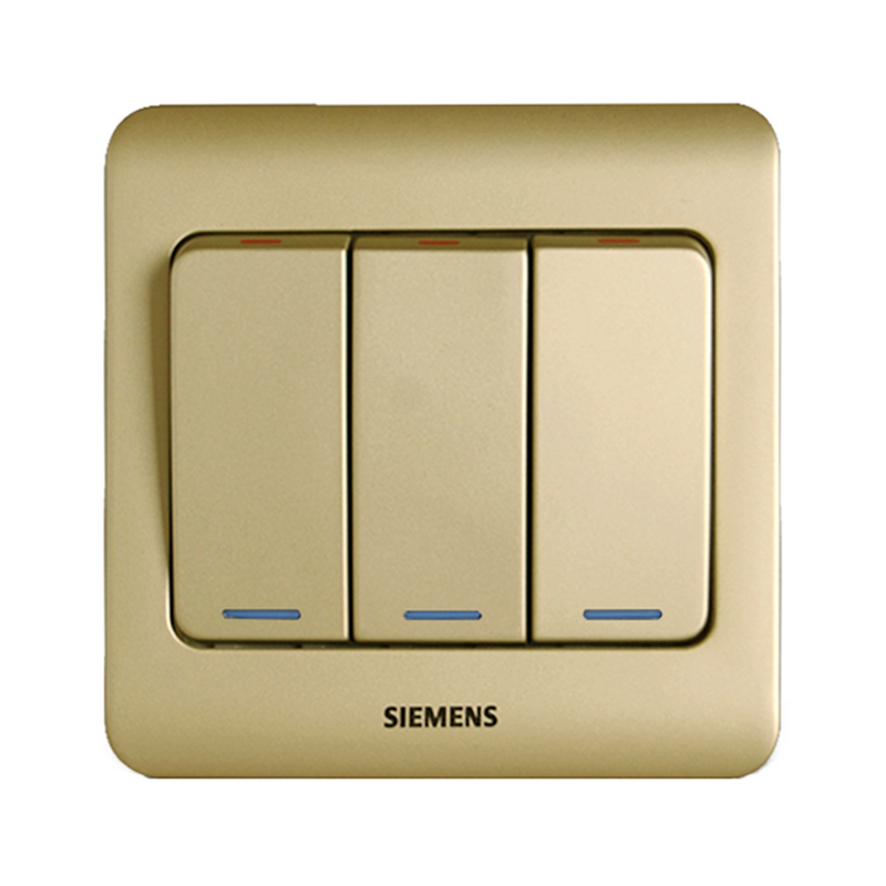 西门子(SIEMENS)远景<em style='color:red'>V</em>ista系列<em style='color:red'>三位</em><em style='color:red'>单控带荧光开关</em>金棕色图片