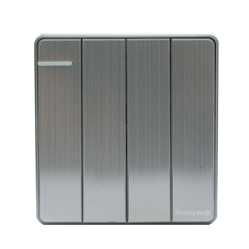 霍尼韦尔(HONEYWELL)HUS4Q/2Y 优雅系列开关插座 拉丝银<em style='color:red'>四开双控</em>图片