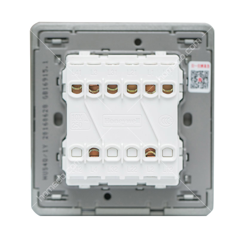 霍尼韦尔(HONEYWELL)HUS4Q/1Y 优雅系列开关插座 拉丝银<em style='color:red'>四开单控</em>图片