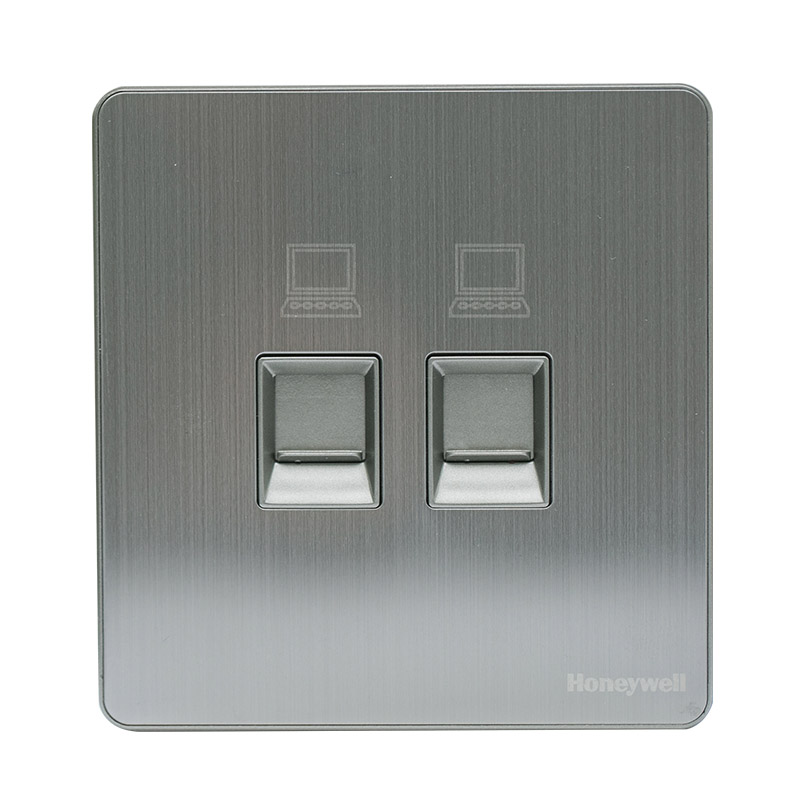 霍尼韦尔(HONEYWELL)HUSDN/2 优雅系列开关插座 <em style='color:red'>拉丝</em>银<em style='color:red'>二位电脑插</em>图片
