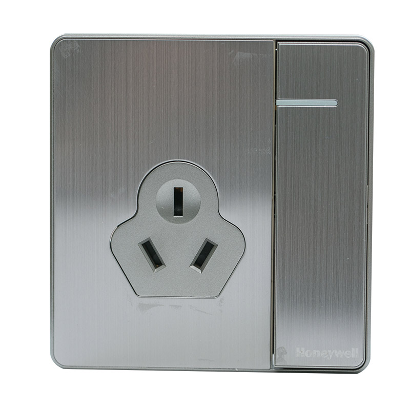 霍尼韦尔(HONEYWELL)HUS103K 优雅系列开关<em style='color:red'>插座</em> 拉丝<em style='color:red'>银</em>10A三孔插带开图片
