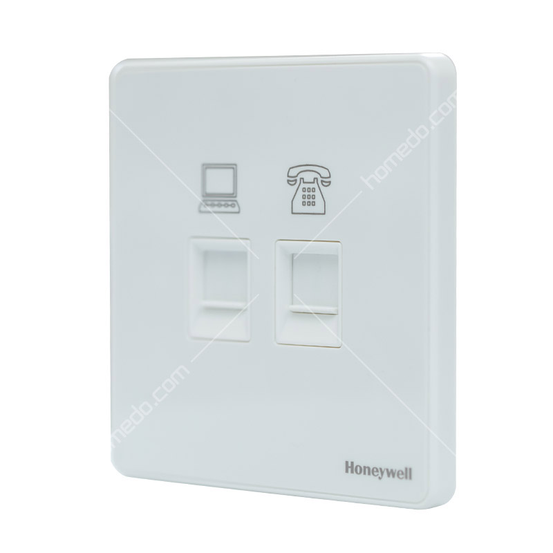 霍尼韦尔(HONEYWELL)HUDHDN 优雅系列开关插座 雅<em style='color:red'>白色</em>电话<em style='color:red'>电脑插</em>图片
