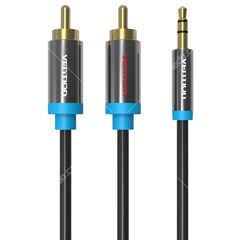 5mm转2rca双莲花头音频线 黑色 3米