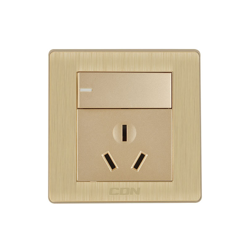 西顿电工(CDN)i3系列开关插座3D拉丝香槟金一位<em style='color:red'>双</em>控<em style='color:red'>10A</em>三极插座 i3-K012S图片