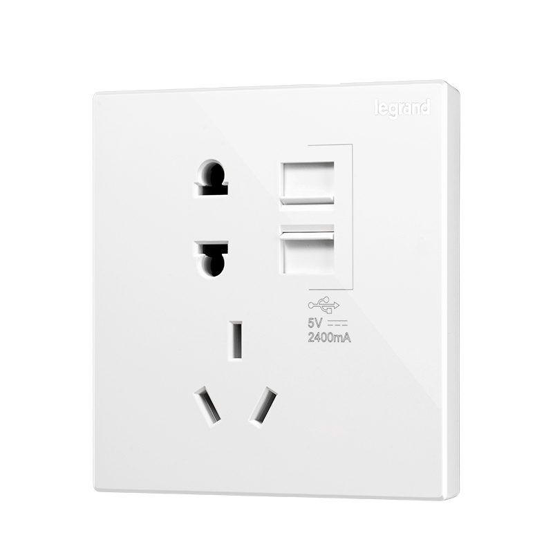 罗格朗(legrand)仕典系列玉兰白K8<em style='color:red'>2400</em>mA<em style='color:red'>USB</em><em style='color:red'>充电</em><em style='color:red'>五孔插座</em> K8/426/US/U图片