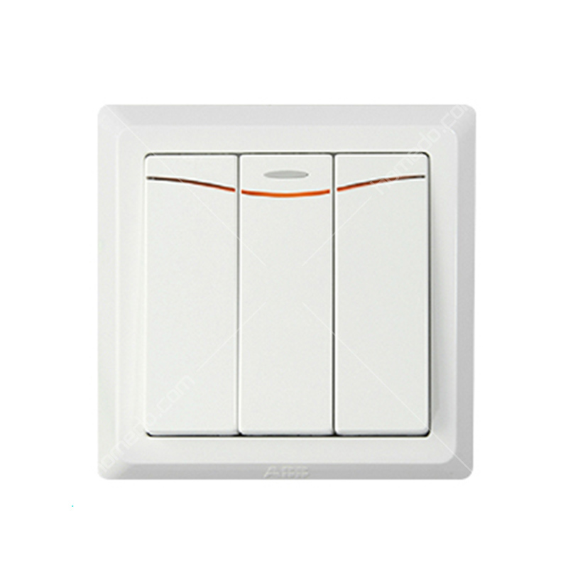 ABB 德逸系列<em style='color:red'>开关</em>插座 白色<em style='color:red'>三位</em>单控<em style='color:red'>带灯开关</em>10AX AE163图片