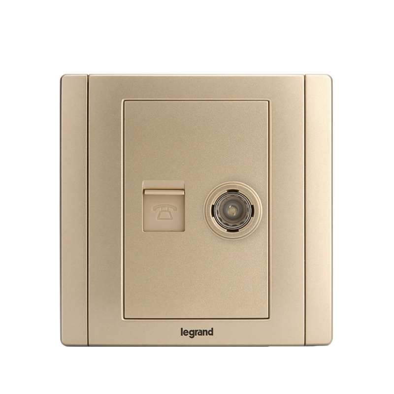 罗格朗(legrand)美涵<em style='color:red'>电话</em><em style='color:red'>电视</em>插烁金 ERNT01/TV-C2Z图片