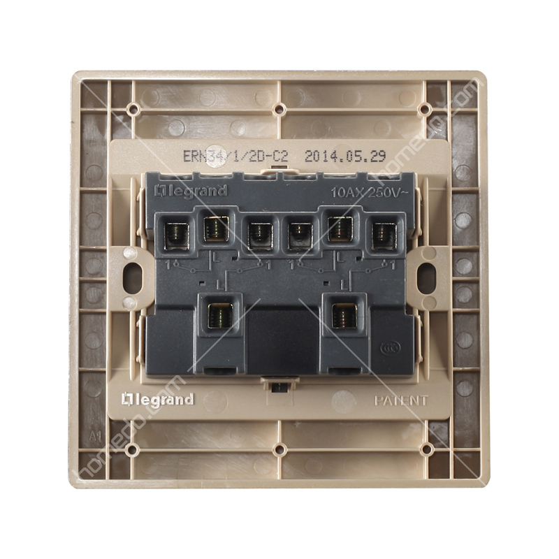 罗格朗(legrand)美涵<em style='color:red'>四开</em>单控10AX<em style='color:red'>开关</em>烁金 ERN34/1/2D-C2图片