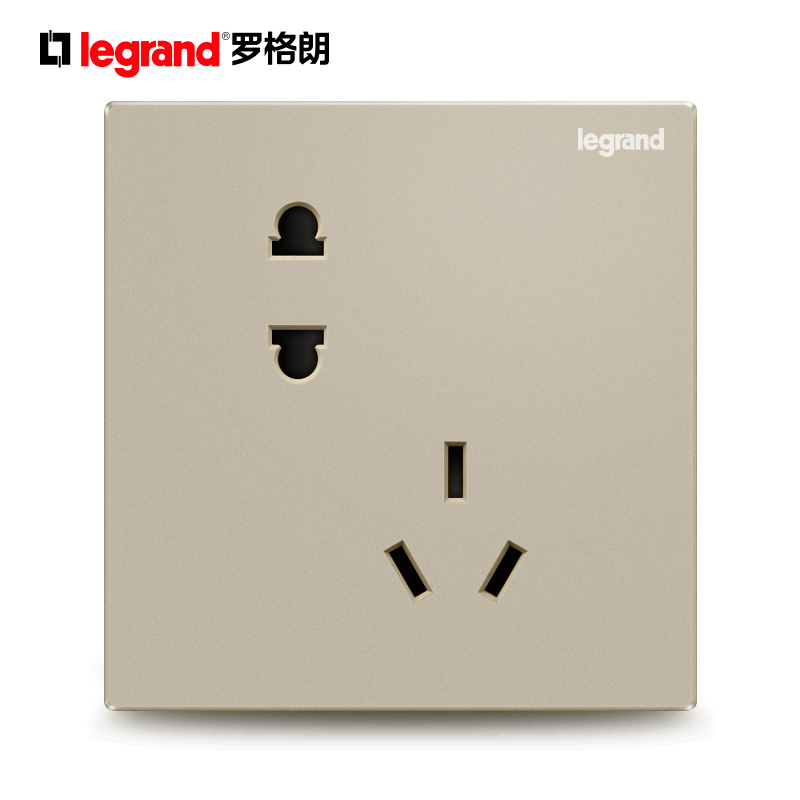 罗格朗 仕典  <em style='color:red'>10A</em>连体二三插座(<em style='color:red'>斜五孔</em>)米兰金 K8/426/<em style='color:red'>10</em>USLX C2图片