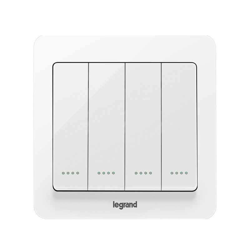 罗格朗(legrand)逸典玉兰白<em style='color:red'>四开双</em>控10AX带<em style='color:red'>荧光开关</em> V6C/34/2/3DY图片