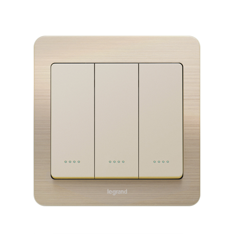 罗格朗(legrand)逸典细金纹<em style='color:red'>三开单控</em>10AX带荧光<em style='color:red'>开关</em> V8/33/1/2AY-C1图片