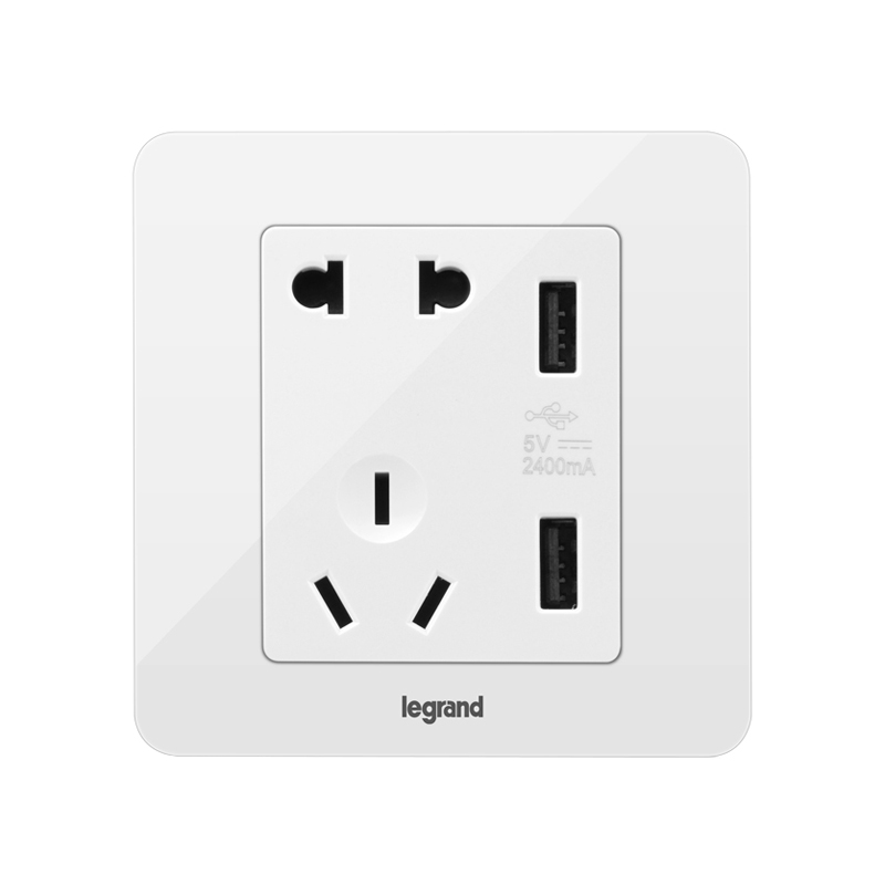 罗格朗(legrand)逸典玉兰白<em style='color:red'>2400</em>MA<em style='color:red'>USB</em><em style='color:red'>充电</em><em style='color:red'>五孔插座</em> V6C/426/10US/U2图片