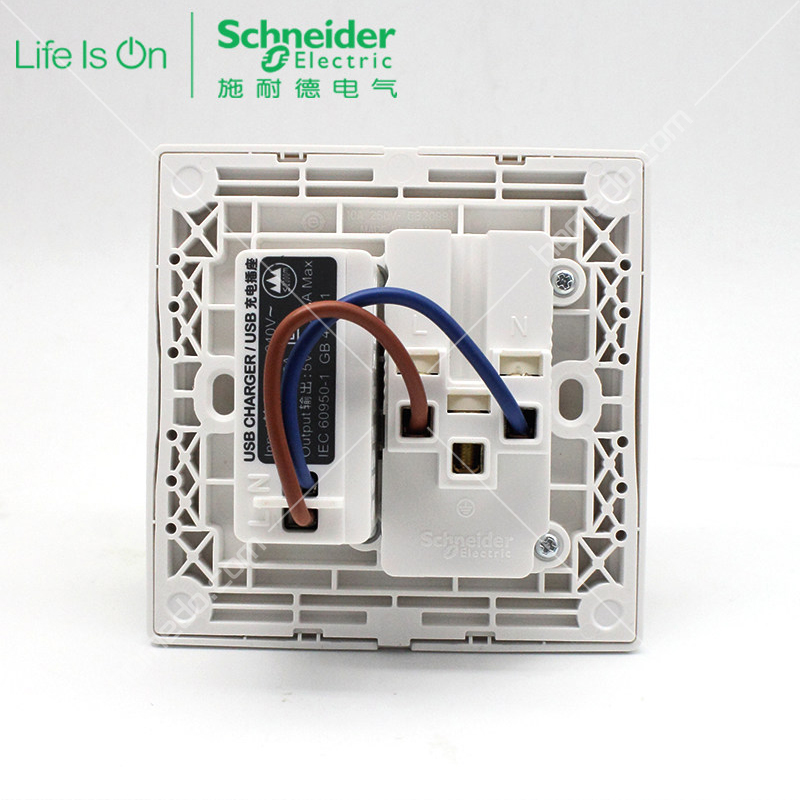 施耐德(Schneider)丰尚系列<em style='color:red'>开关插座</em> 白色<em style='color:red'>五孔</em><em style='color:red'>10A</em>带2.1AUSB图片