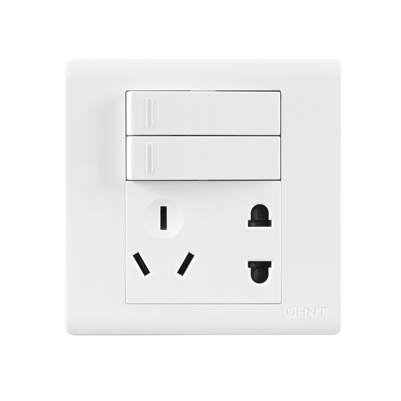 正泰(CHNT)NEW7-D43700A 白色 <em style='color:red'>10</em>A 二开单控<em style='color:red'>五孔插座</em>图片