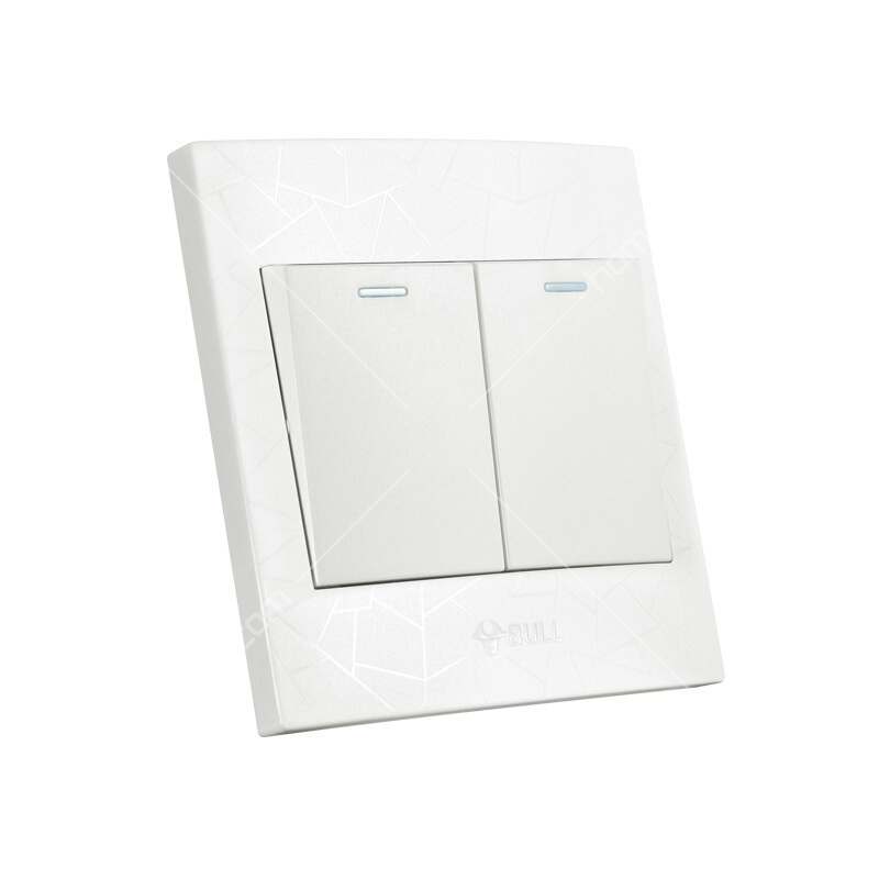 公牛(bull) 装饰开关 双开双控二位二开双联墙壁开关面板纹理白 g01k