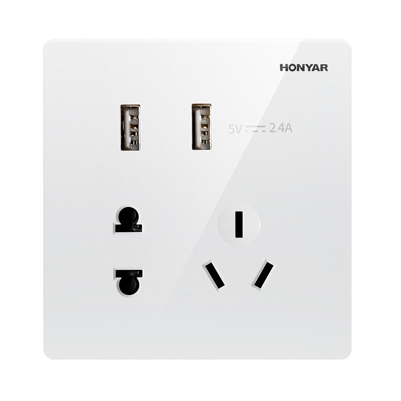 鸿雁(HONYAR)Q3-86Z223A10-2USB Q3系列 <em style='color:red'>五孔</em>+<em style='color:red'>双USB</em><em style='color:red'>插座</em>图片