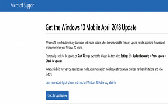 Windows 10 Mobile 手机系统喜迎April 2018重大更新